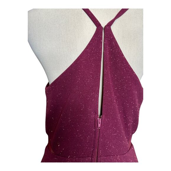 Speechless shimmery red Y neck layered skirt mini dress size M - Picture 16 of 16